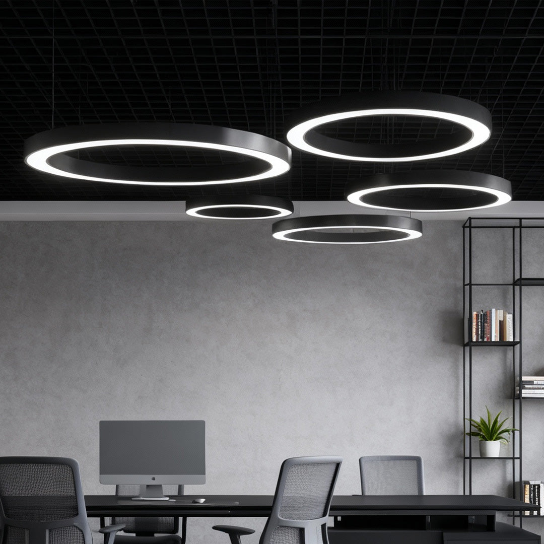 Modern White Acrylic LED Pendant Ring Light for Dining Room and Hallway