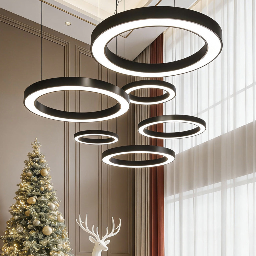 Modern White Acrylic LED Pendant Ring Light for Kitchen or Living Room