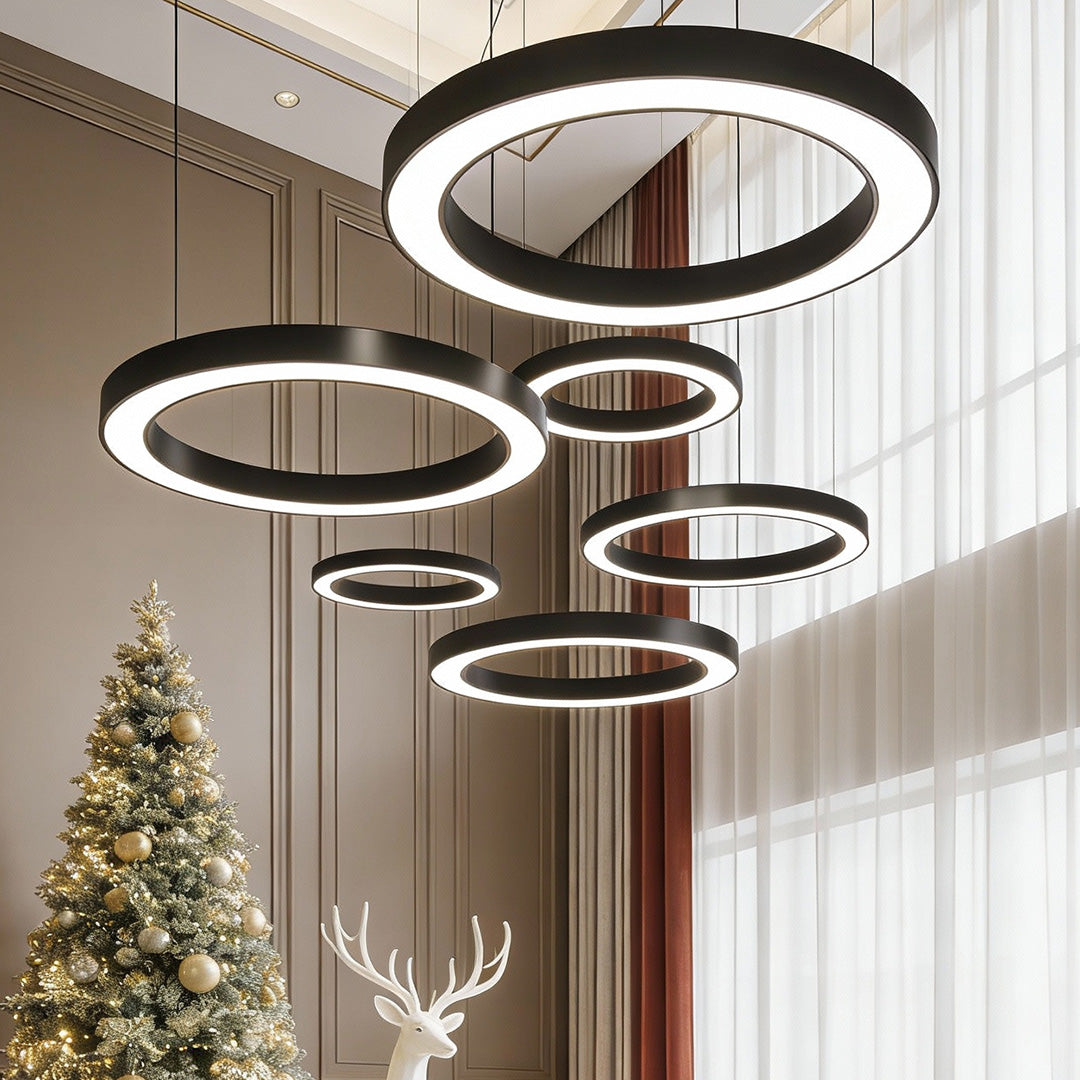 Modern White Acrylic LED Pendant Ring Light for Dining Room and Hallway