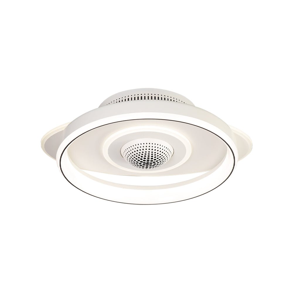 Modern White LED Bladeless Ceiling Fan with Dimmable Light for Home