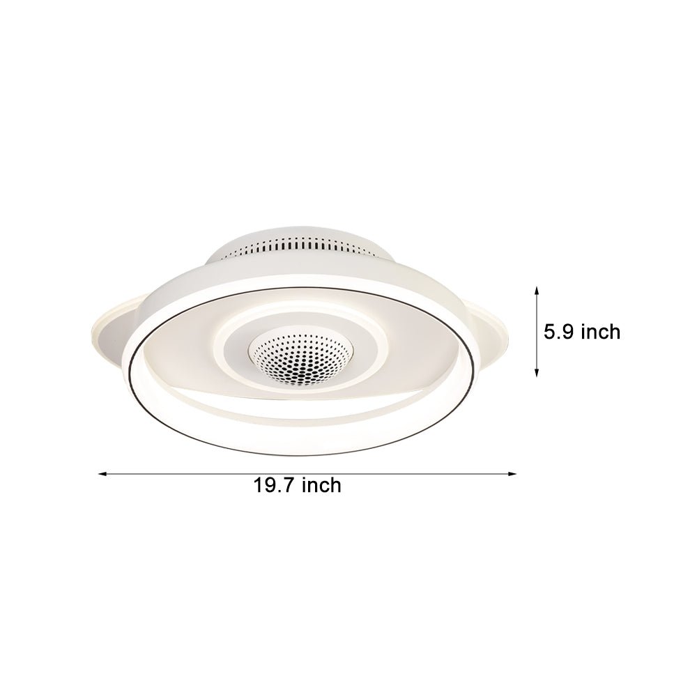 Modern White LED Bladeless Ceiling Fan with Dimmable Light for Home