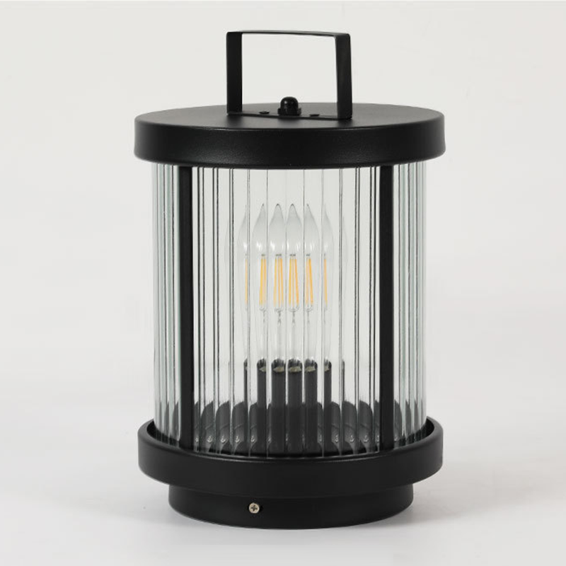Elegant Striped Glass LED Solar Lantern for Outdoor Garden Décor