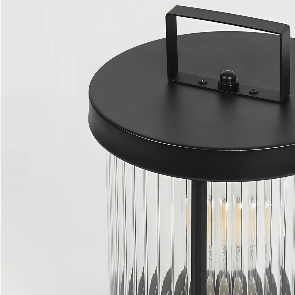 Elegant Striped Glass LED Solar Lantern for Outdoor Garden Décor