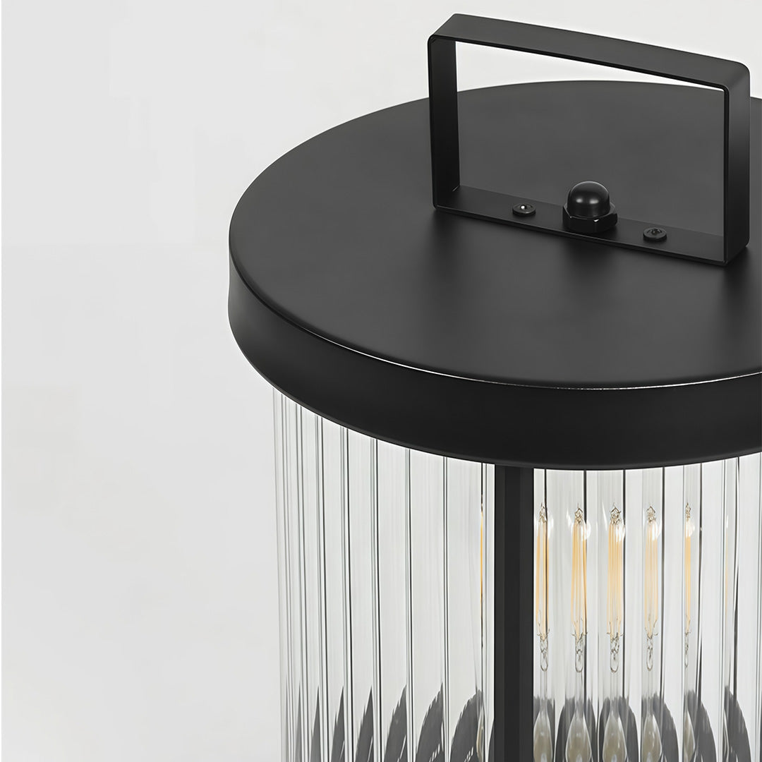 Elegant Striped Glass LED Solar Lantern for Outdoor Garden Décor