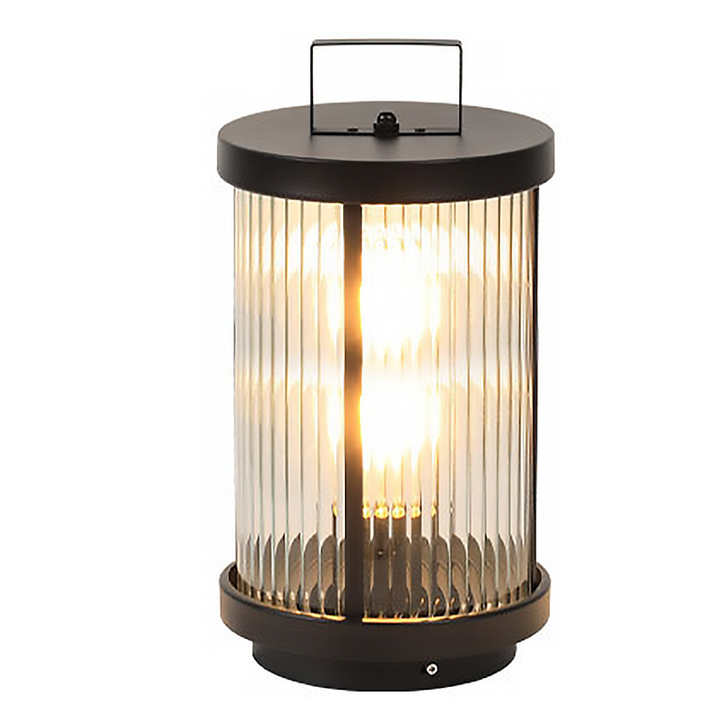 Elegant Striped Glass LED Solar Lantern for Outdoor Garden Décor