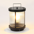 Elegant Striped Glass LED Solar Lantern for Outdoor Garden Décor