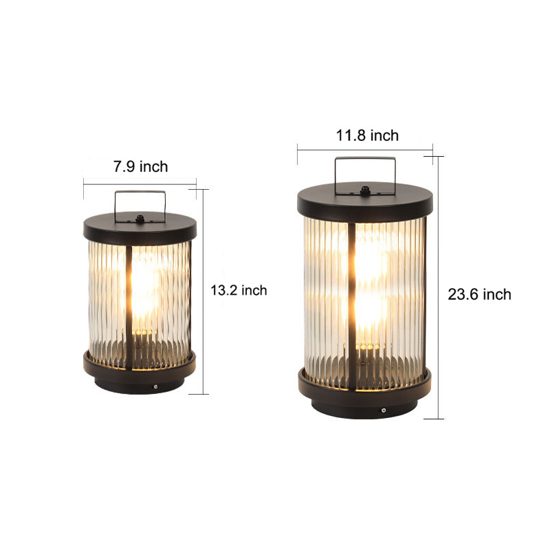 Elegant Striped Glass LED Solar Lantern for Outdoor Garden Décor