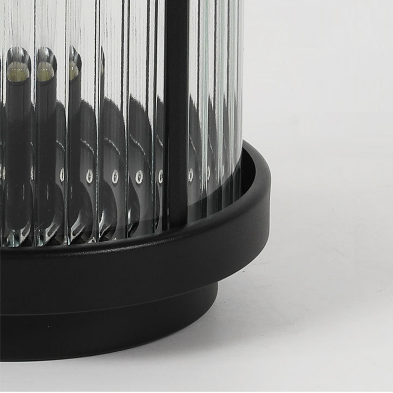 Elegant Striped Glass LED Solar Lantern for Outdoor Garden Décor