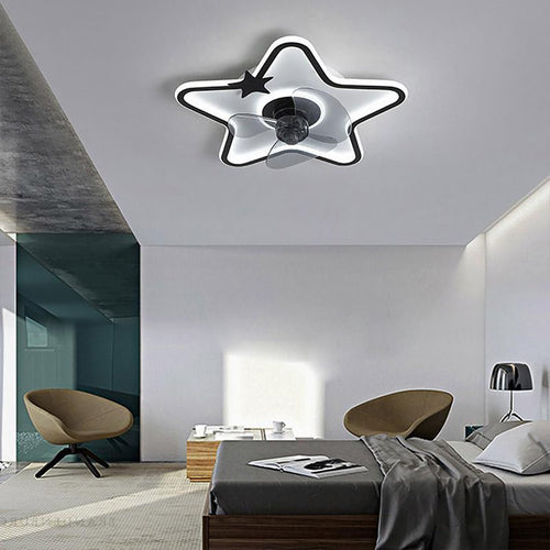 Colorful LED Star-Shaped Kids Ceiling Fan with Remote for Playroom