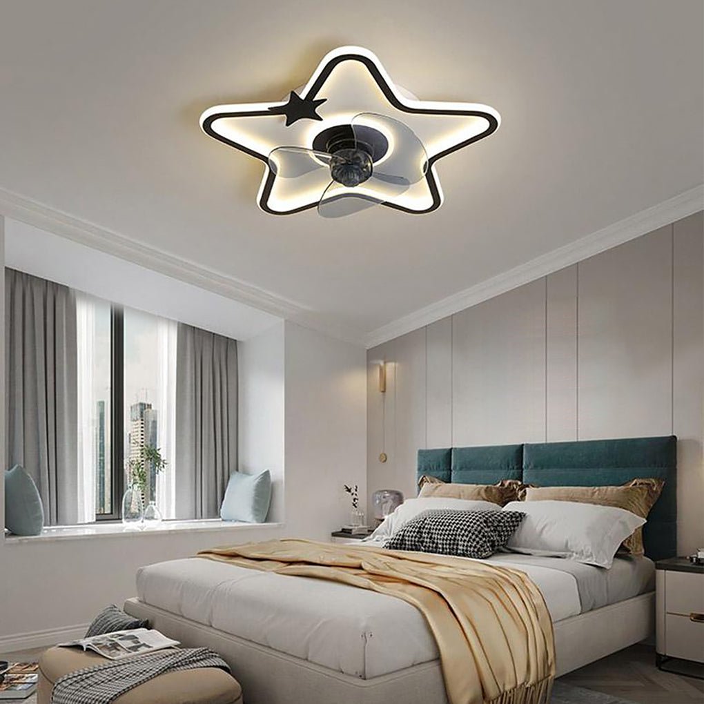 Colorful LED Star-Shaped Kids Ceiling Fan with Remote for Playroom