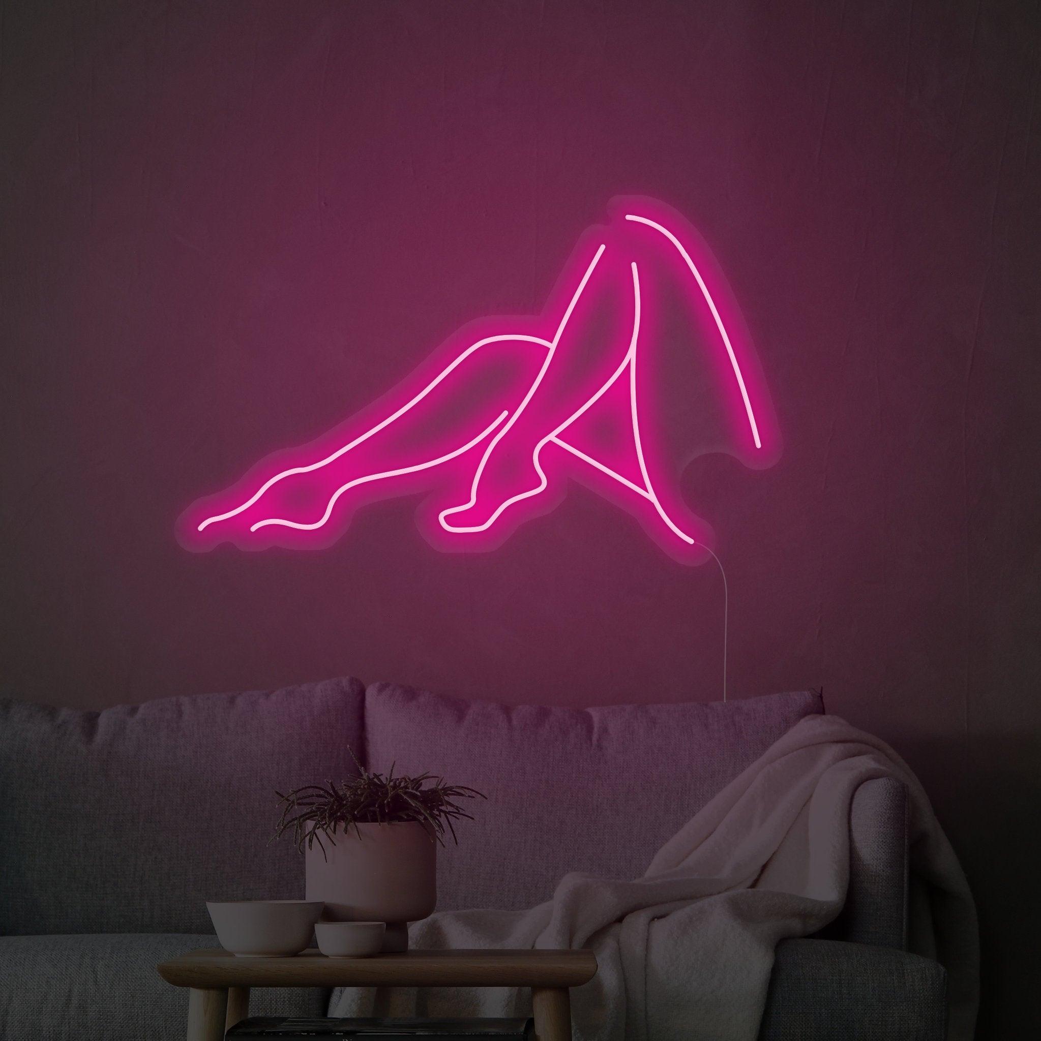 Retro Pink LED Neon Sign - ‘Legs for Days’ Wall Decor for Bedroom