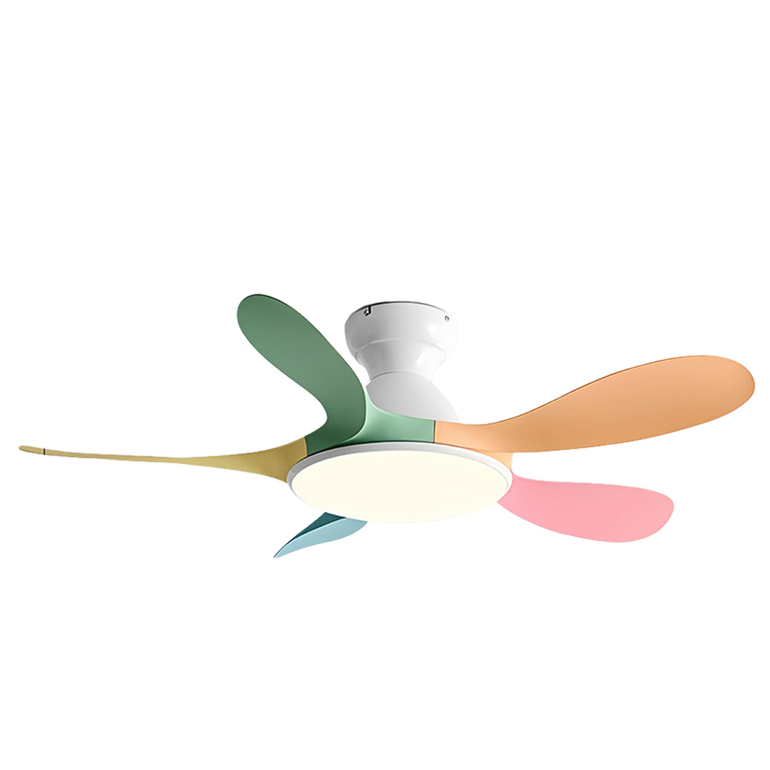 Contemporary White 5-Blade Ceiling Fan with LED Light for Home Office