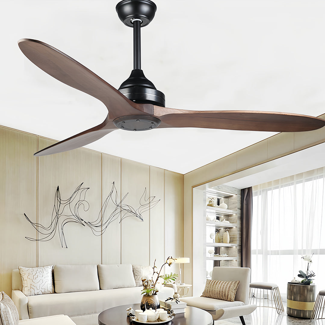 Rustic Wood Flush Mount Ceiling Fan with Light - Modern DC Motor Fandelier