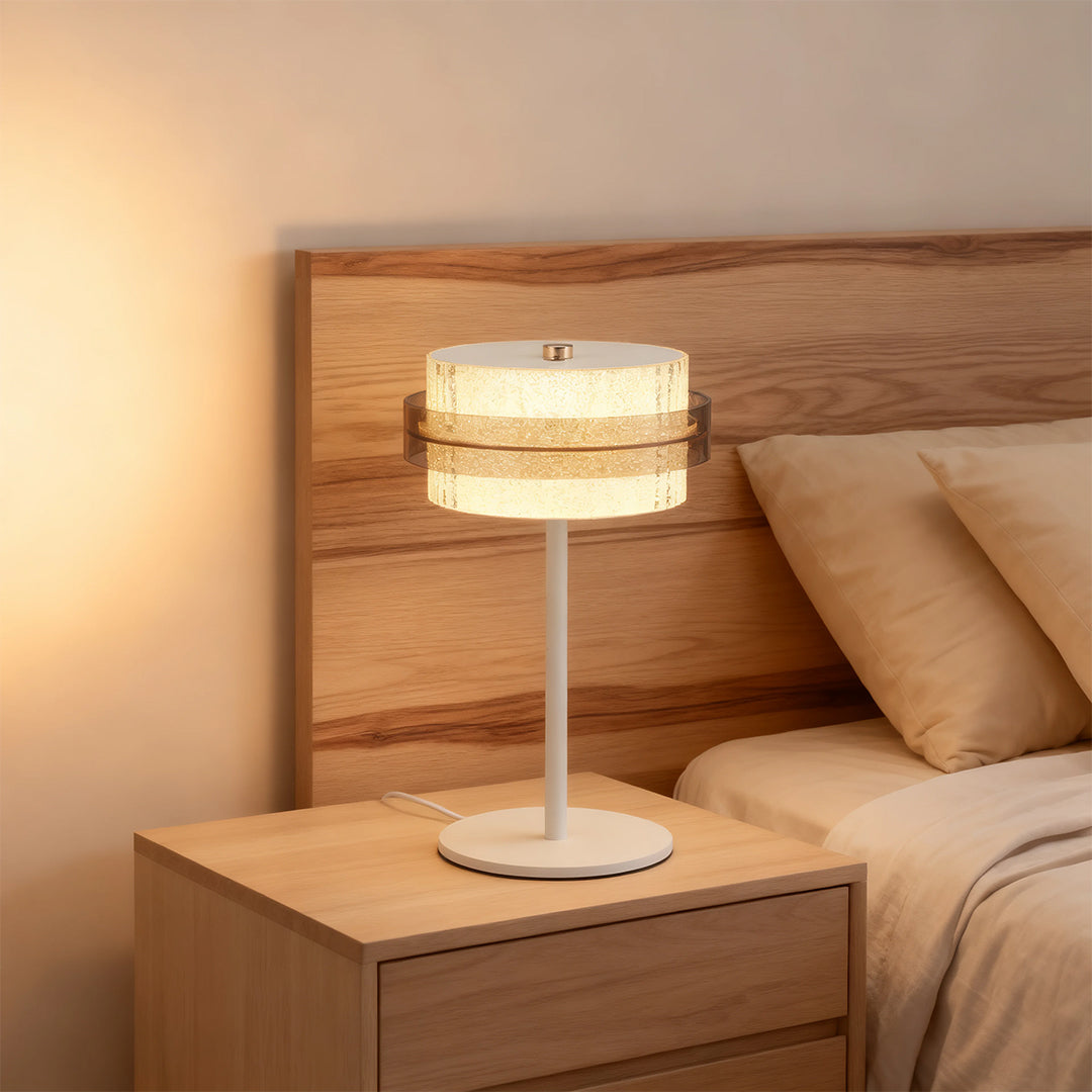 Rustic Vintage Iron Frame Table Lamp with Warm Light Shade for Bedroom