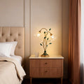 Elegant Dual-Light Lily Table Lamp with Leaf Design for Nightstands