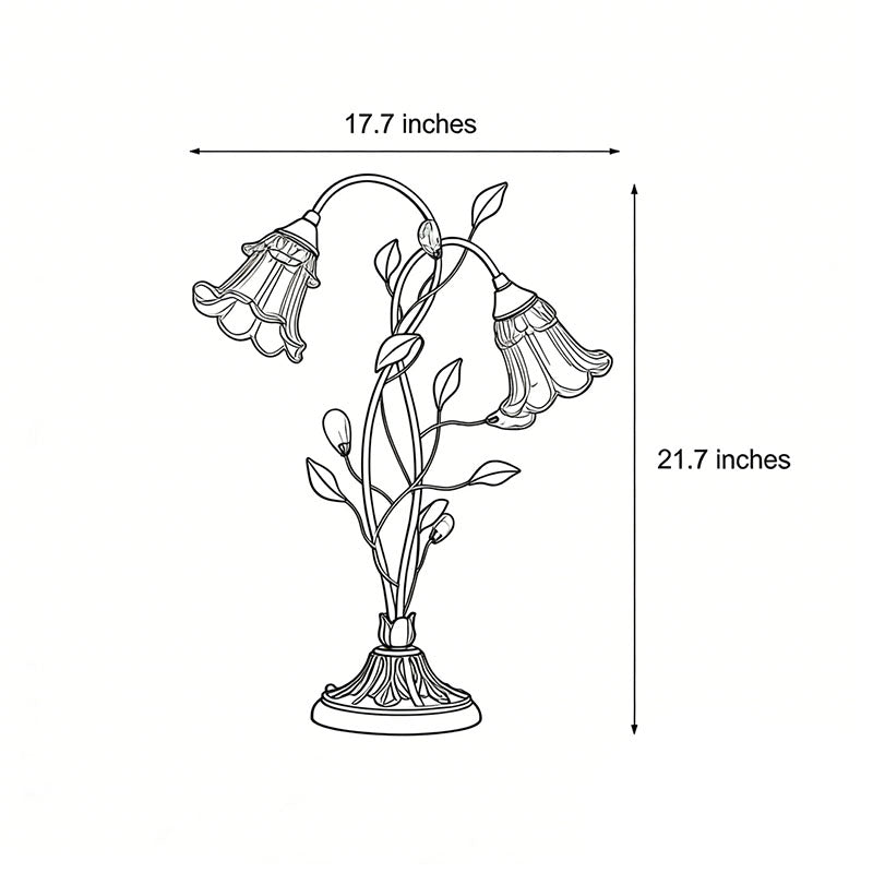 Elegant Dual-Light Lily Table Lamp with Leaf Design for Nightstands