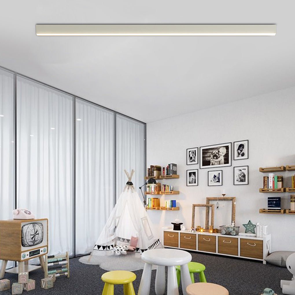 Sleek White Linear LED Ceiling Light Fixture for Modern Living Spaces