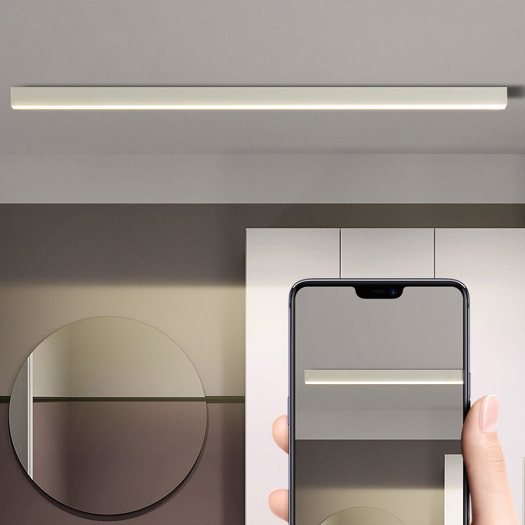 Sleek White Linear LED Ceiling Light Fixture for Modern Living Spaces
