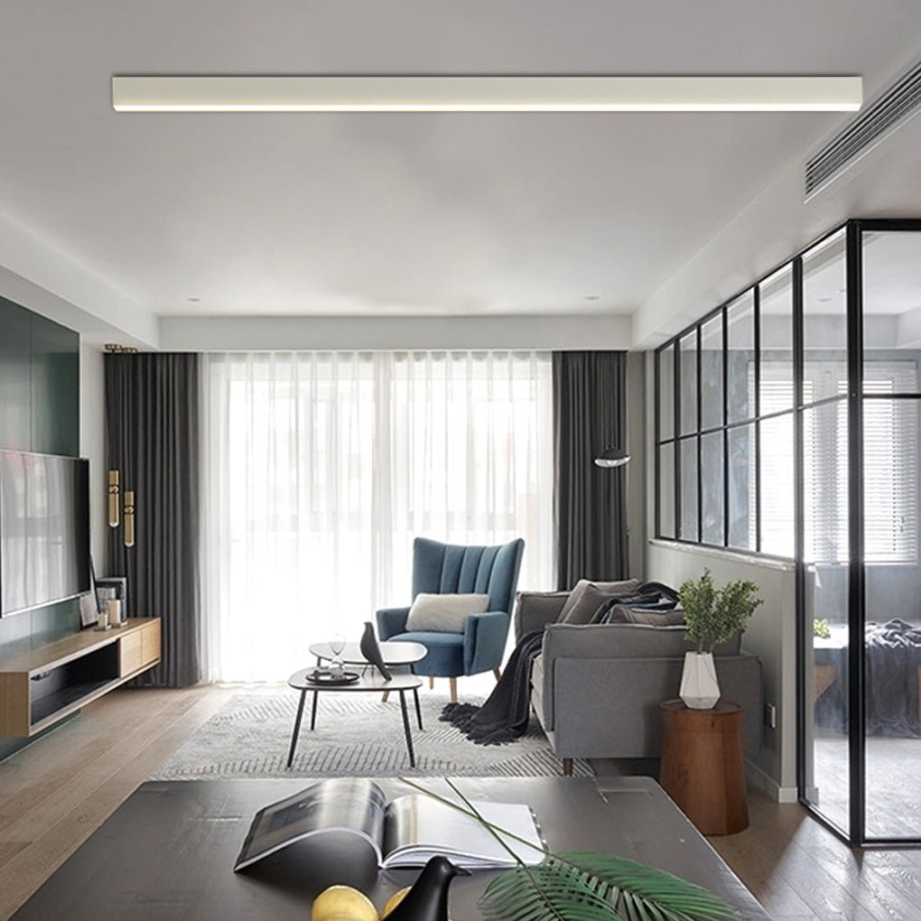 Sleek White Linear LED Ceiling Light Fixture for Modern Living Spaces