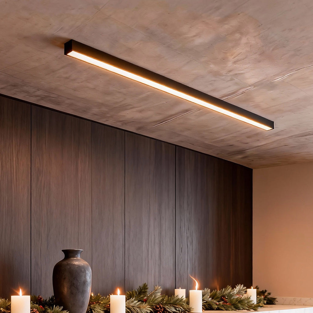 Sleek White Linear LED Ceiling Light Fixture for Modern Living Spaces