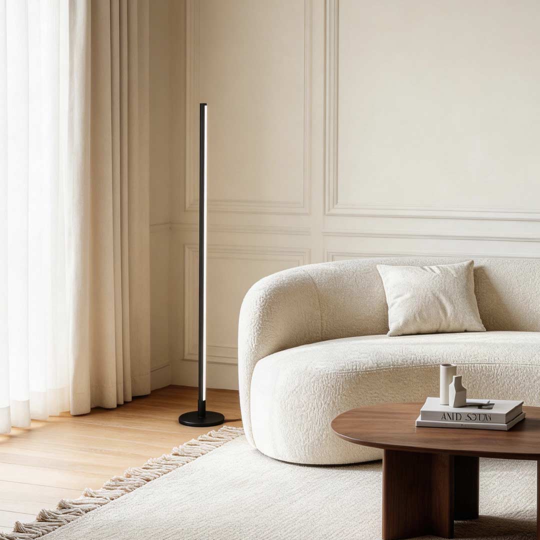 Modern Minimalist Black LED Linear Floor Lamp for Living Room Bedroom