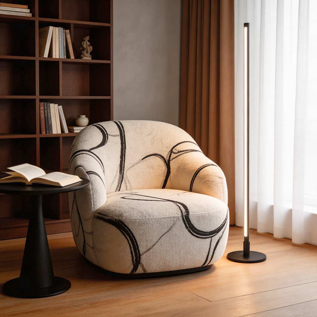 Modern Minimalist Black LED Linear Floor Lamp for Living Room Bedroom