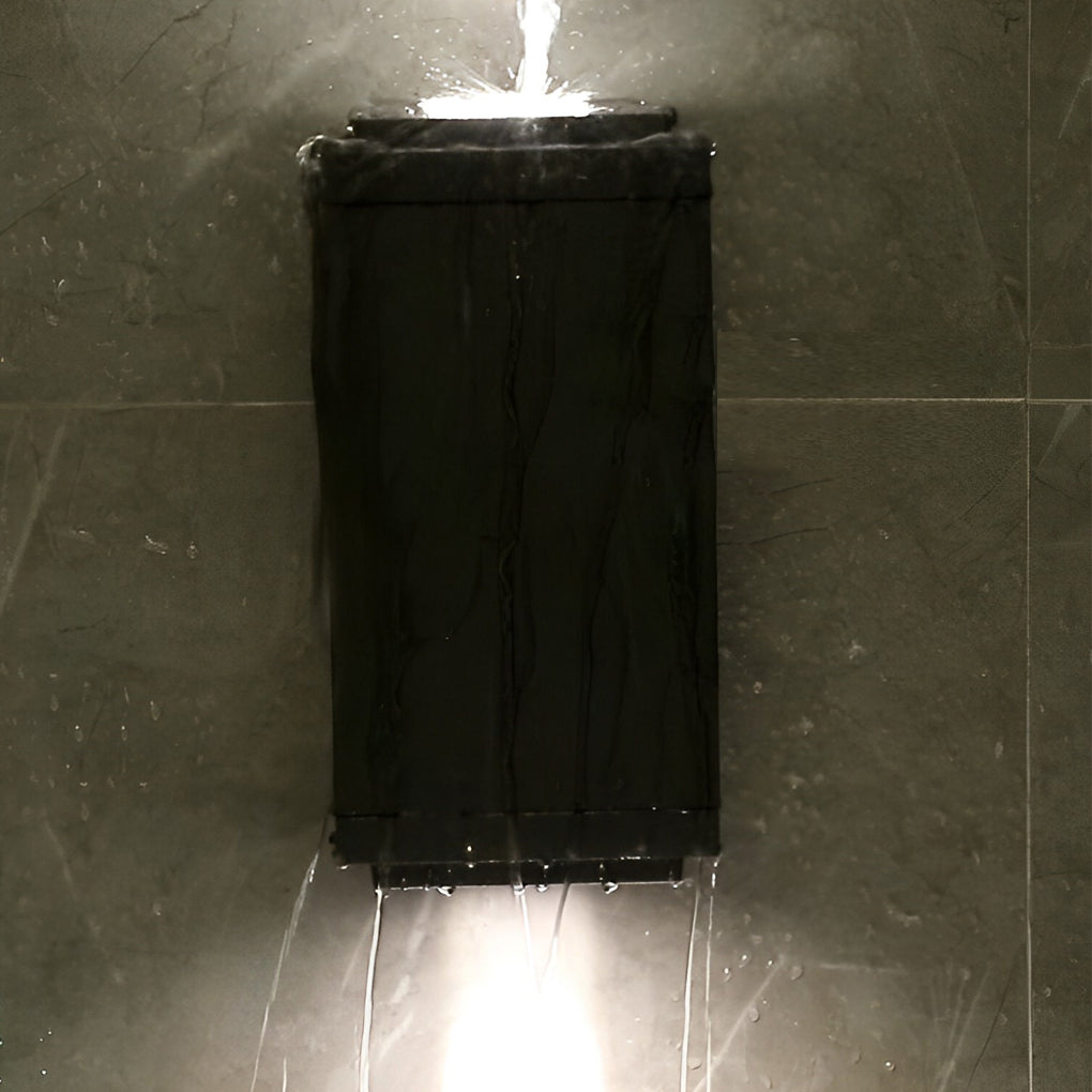 Sleek Black LED Up-Down Wall Sconce for Outdoor Building Illumination
