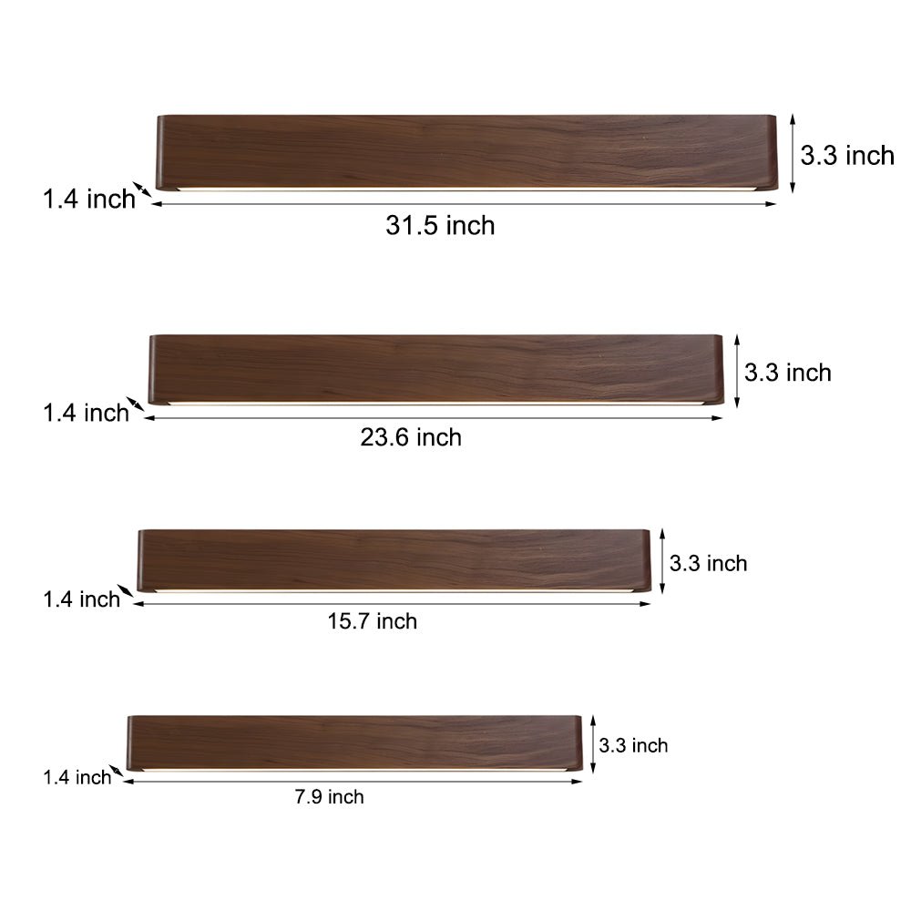 Elegant Linear Walnut Wood LED Wall Sconce for Modern Living Spaces