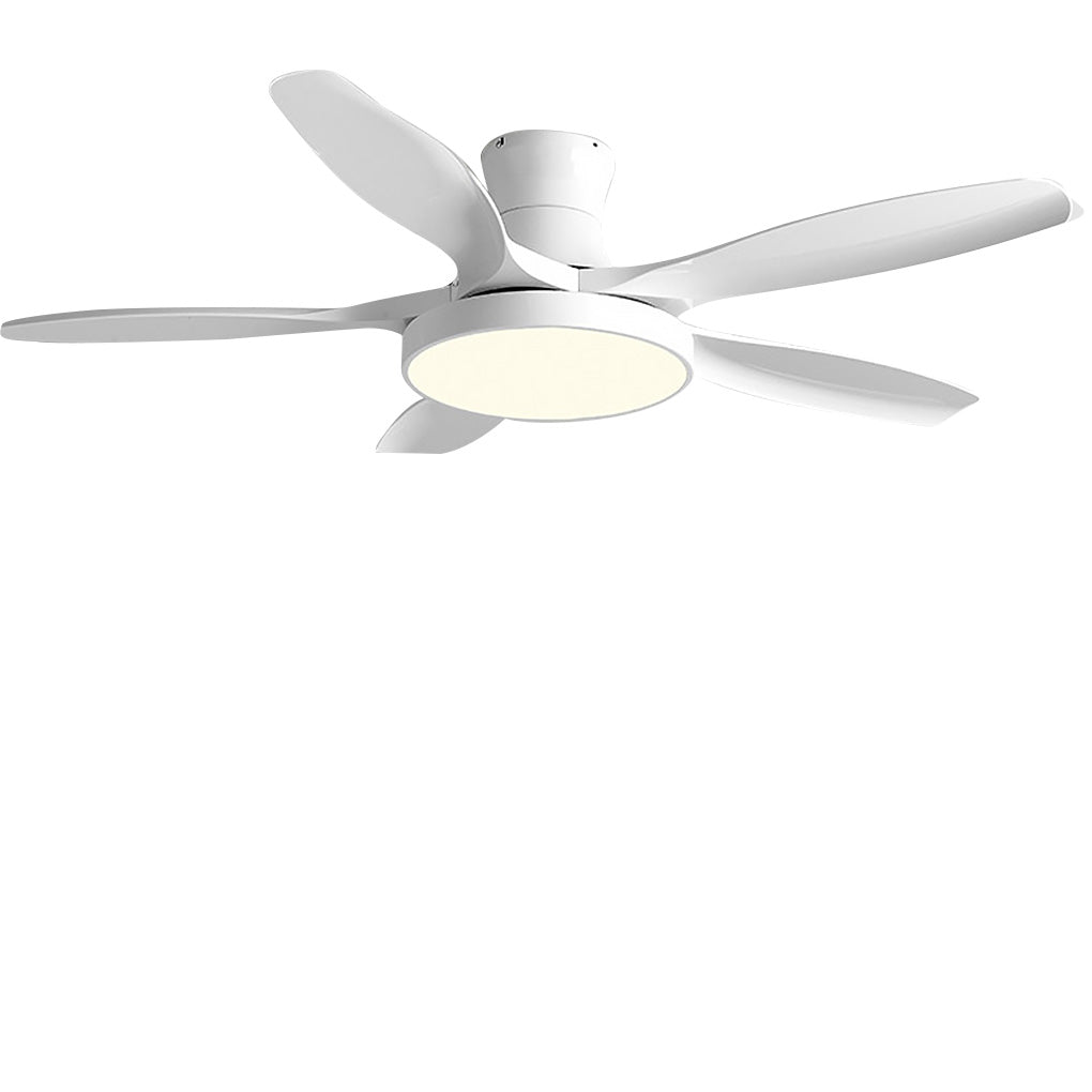 Modern White Ceiling Fan with LED Lights for Silent Living Room Elegance