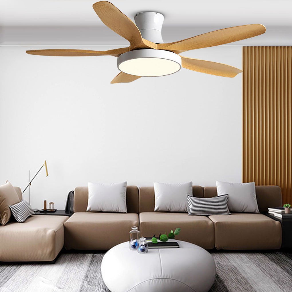 Modern White Ceiling Fan with LED Lights for Silent Living Room Elegance