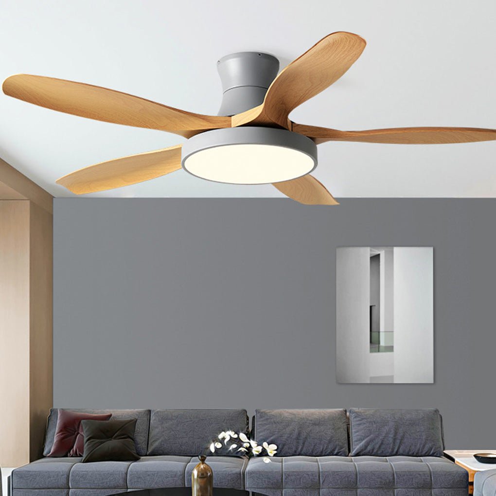 Modern White Ceiling Fan with LED Lights for Silent Living Room Elegance