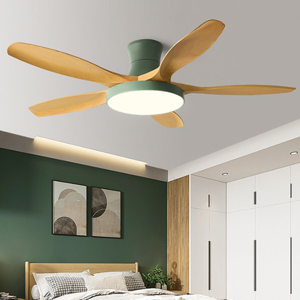 Modern White Ceiling Fan with LED Lights for Silent Living Room Elegance