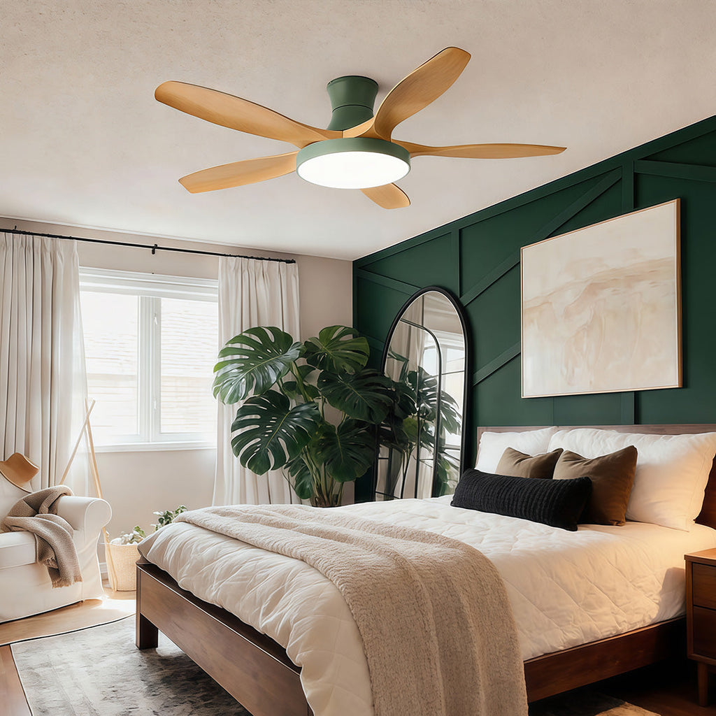 Modern White Ceiling Fan with LED Lights for Silent Living Room Elegance