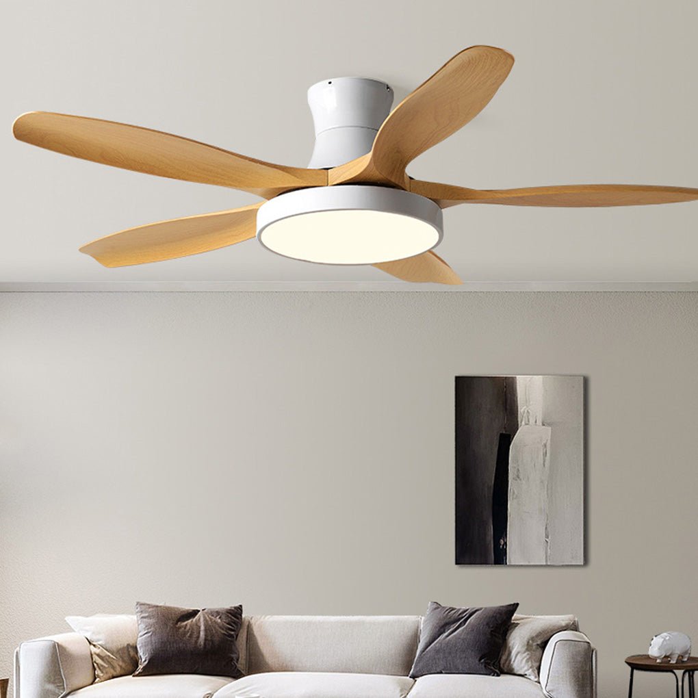 Modern White Ceiling Fan with LED Lights for Silent Living Room Elegance