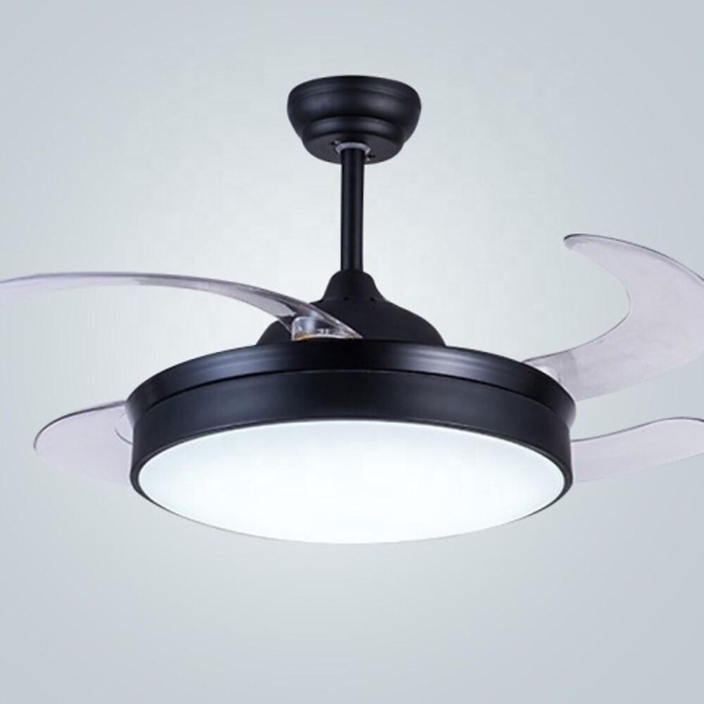 Nordic Style Retractable LED Ceiling Fan with Lights, 15/19-Inch, White