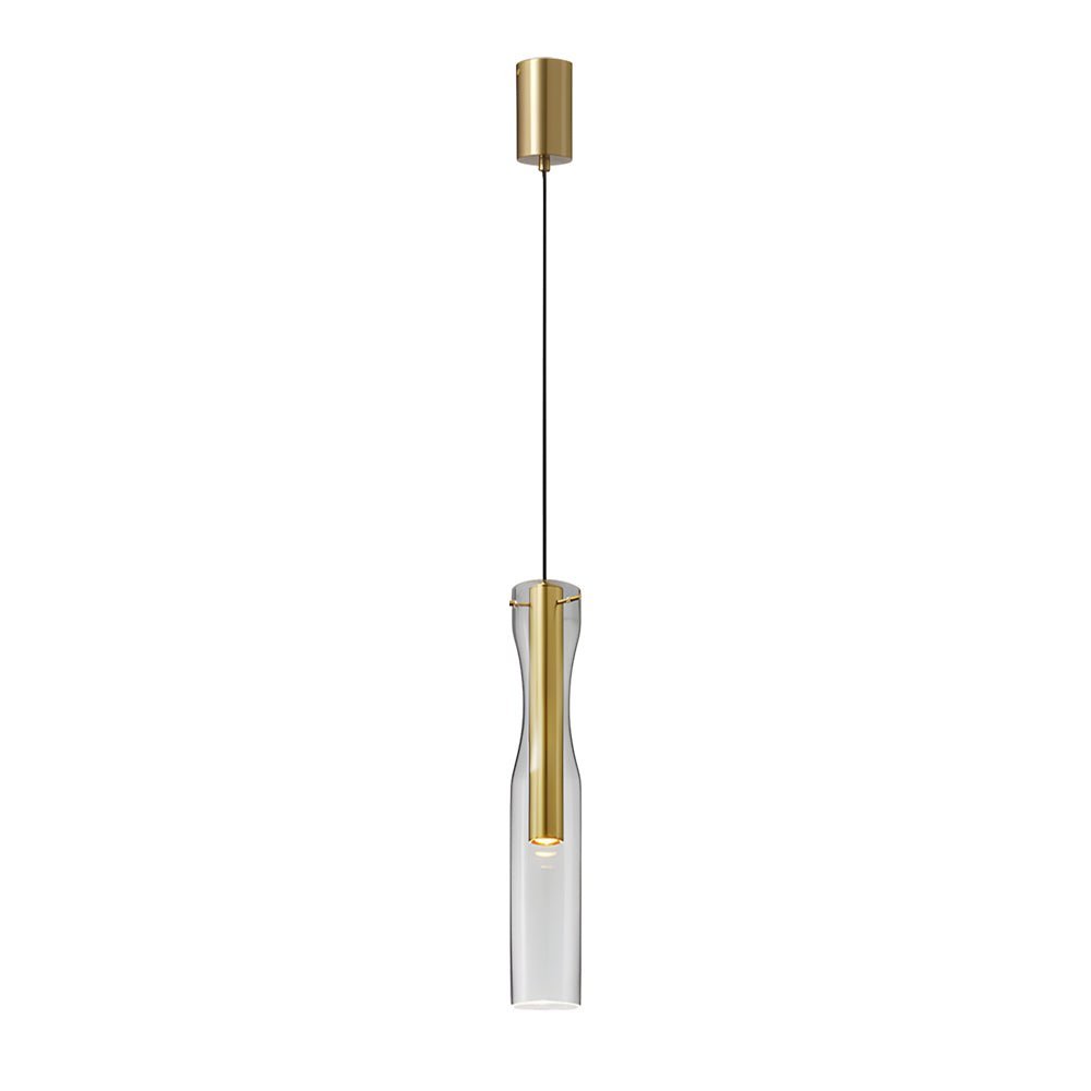 Long Copper Glass Pendant Light with 3-Step Dimming for Modern Spaces