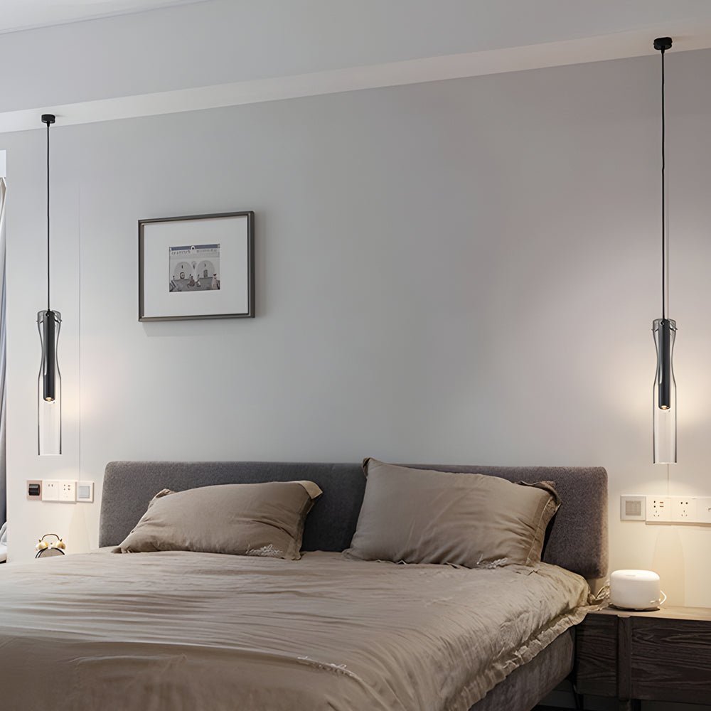 Elegant Long Copper Glass Pendant Light Fixture with 3-Step Dimming for Modern Living Spaces