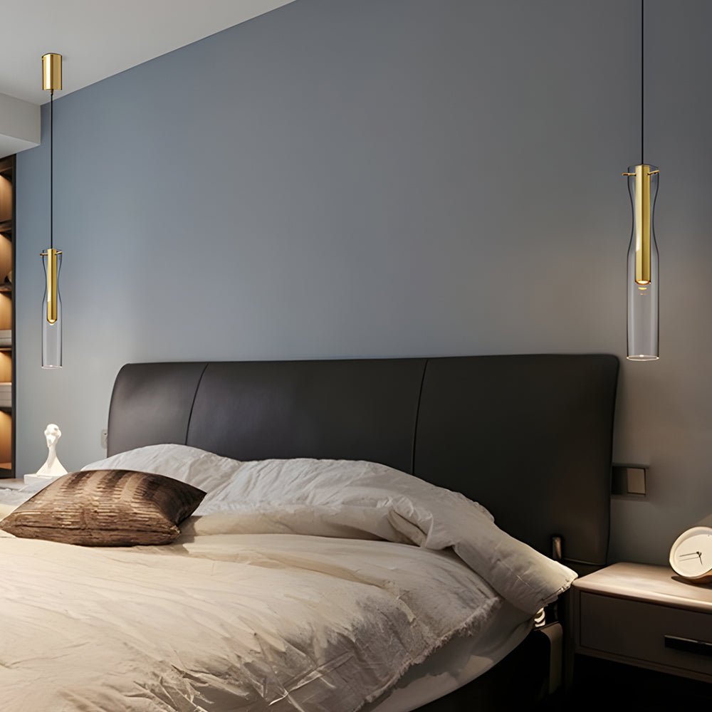 Elegant Long Copper Glass Pendant Light Fixture with 3-Step Dimming for Modern Living Spaces