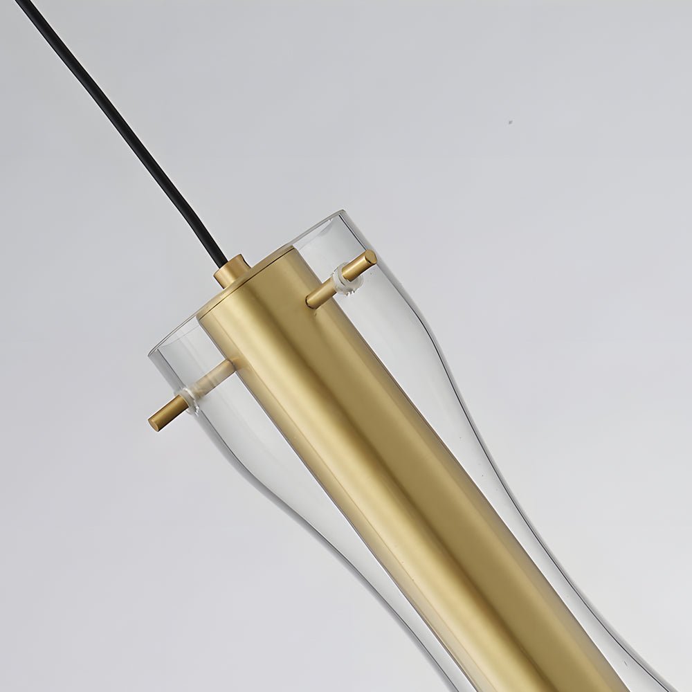 Long Copper Glass Pendant Light with 3-Step Dimming for Modern Spaces