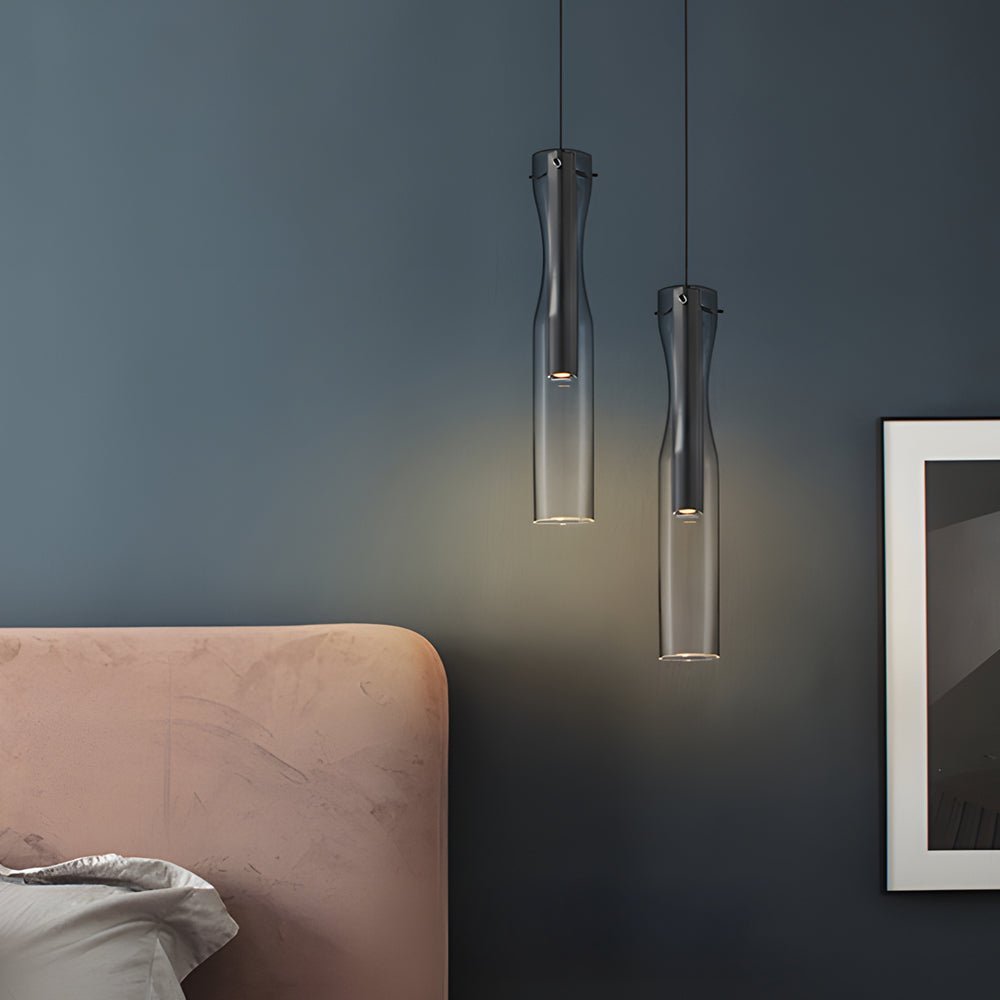 Elegant Long Copper Glass Pendant Light Fixture with 3-Step Dimming for Modern Living Spaces