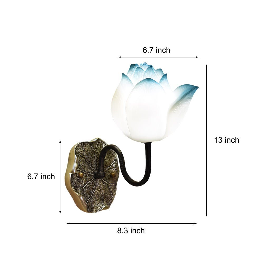 Elegant Lotus Flowers Resin Wall Light Fixture with Three-Step Dimming