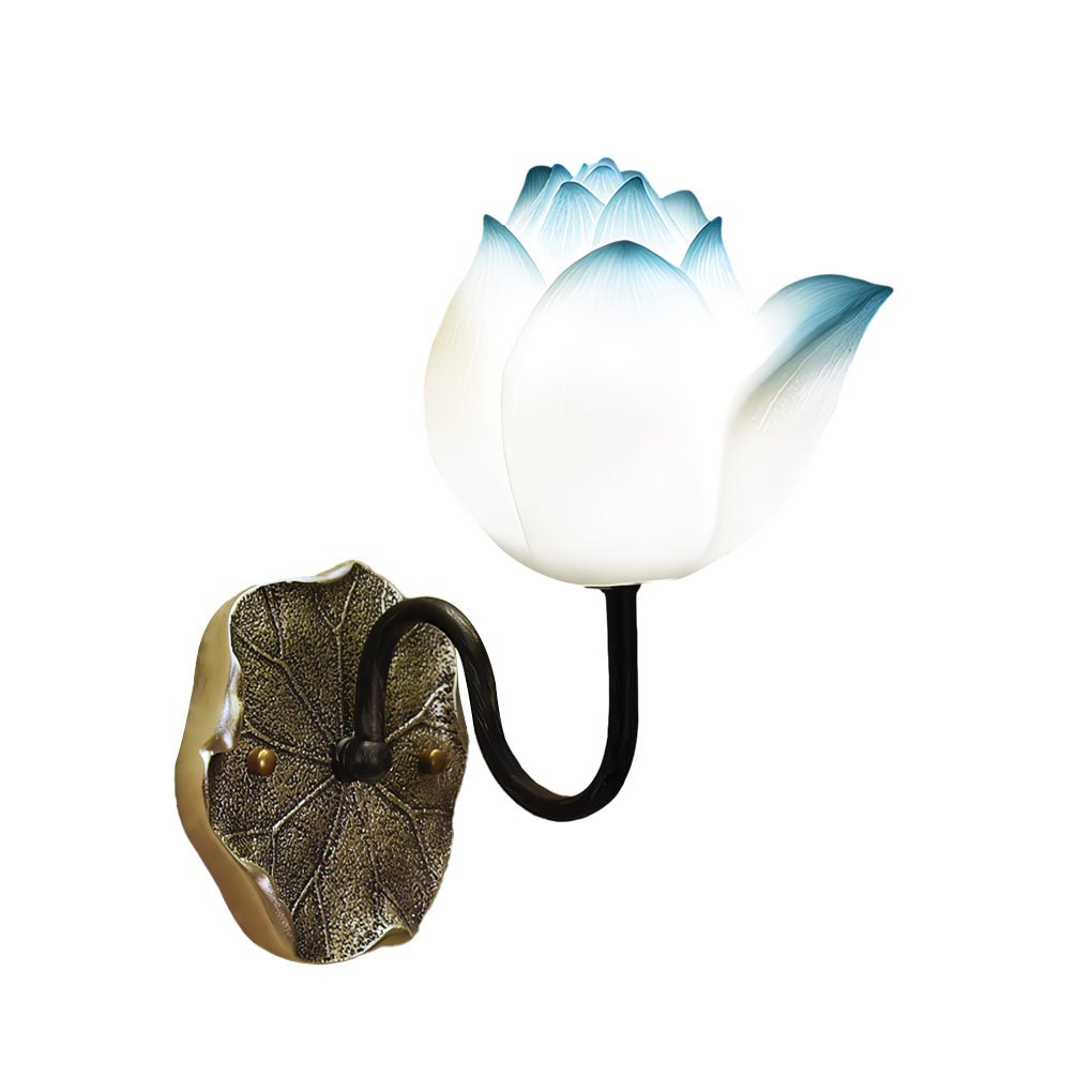 Elegant Lotus Flowers Resin Wall Light Fixture with Three-Step Dimming