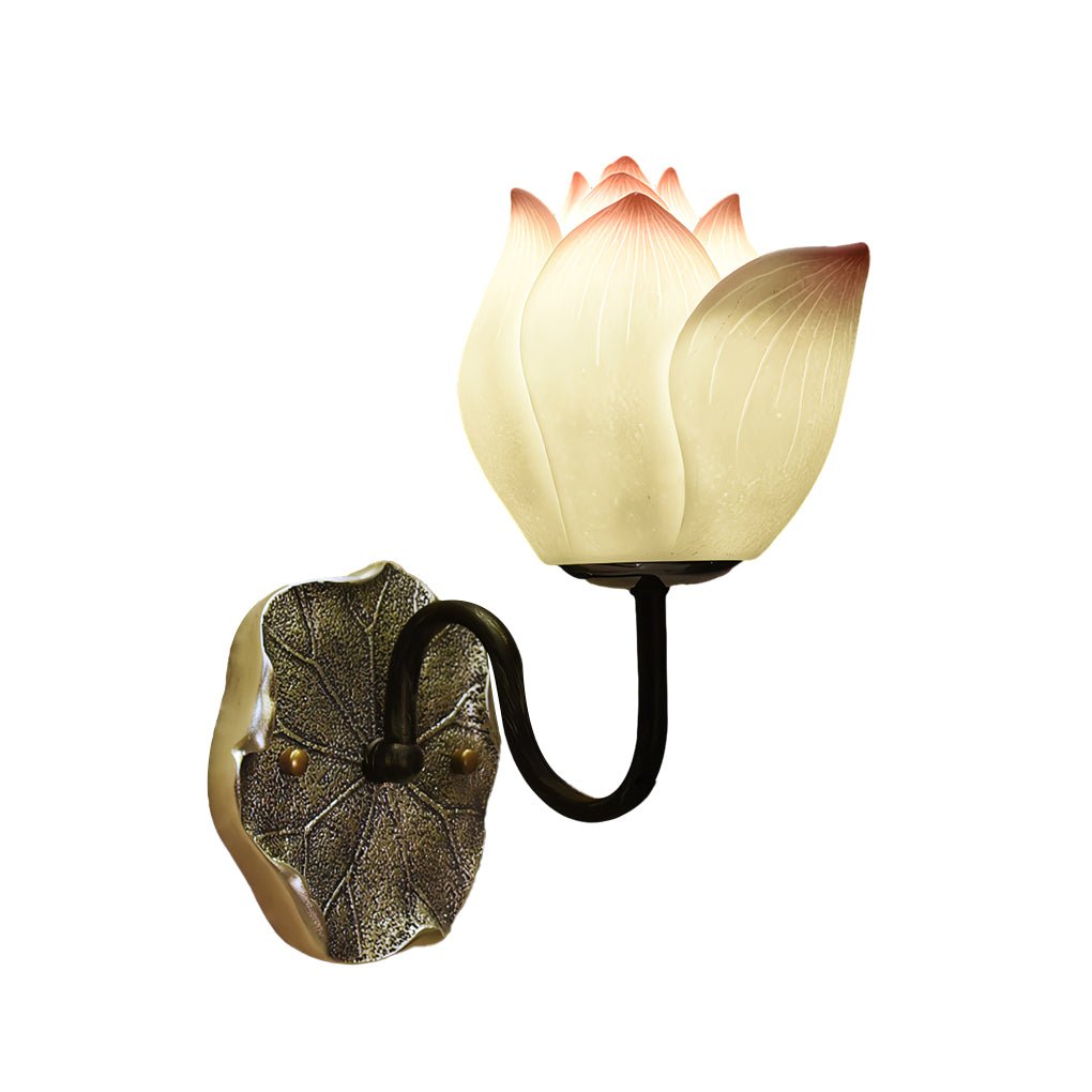 Elegant Lotus Flowers Resin Wall Light Fixture with Three-Step Dimming