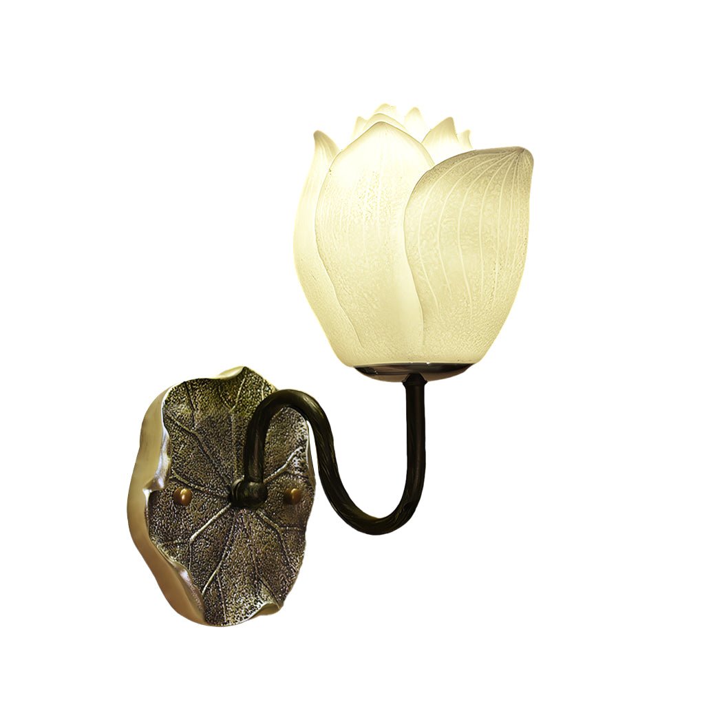 Elegant Lotus Flowers Resin Wall Light Fixture with Three-Step Dimming