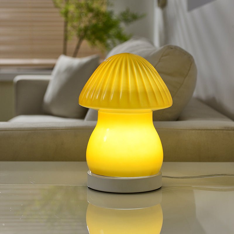 Charming White Glass LED Mushroom Lamp for Baby Nursery or Kids Room