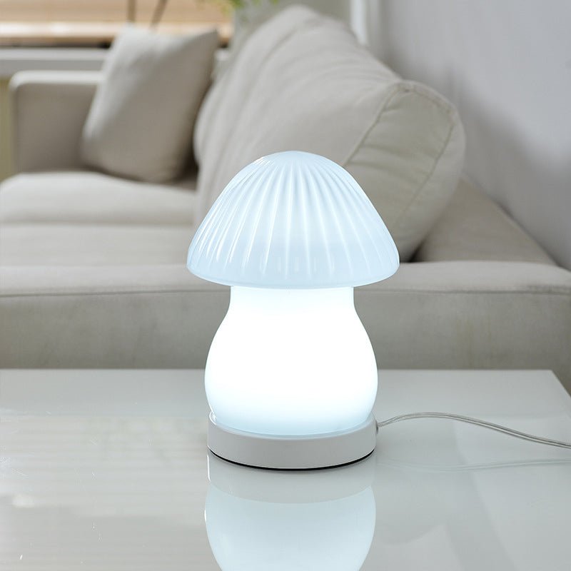 Charming White Glass LED Mushroom Lamp for Baby Nursery or Kids Room