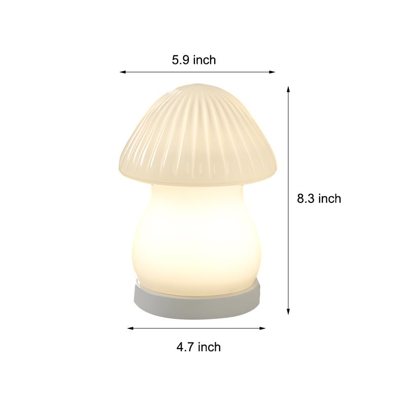 Charming White Glass LED Mushroom Lamp for Baby Nursery or Kids Room
