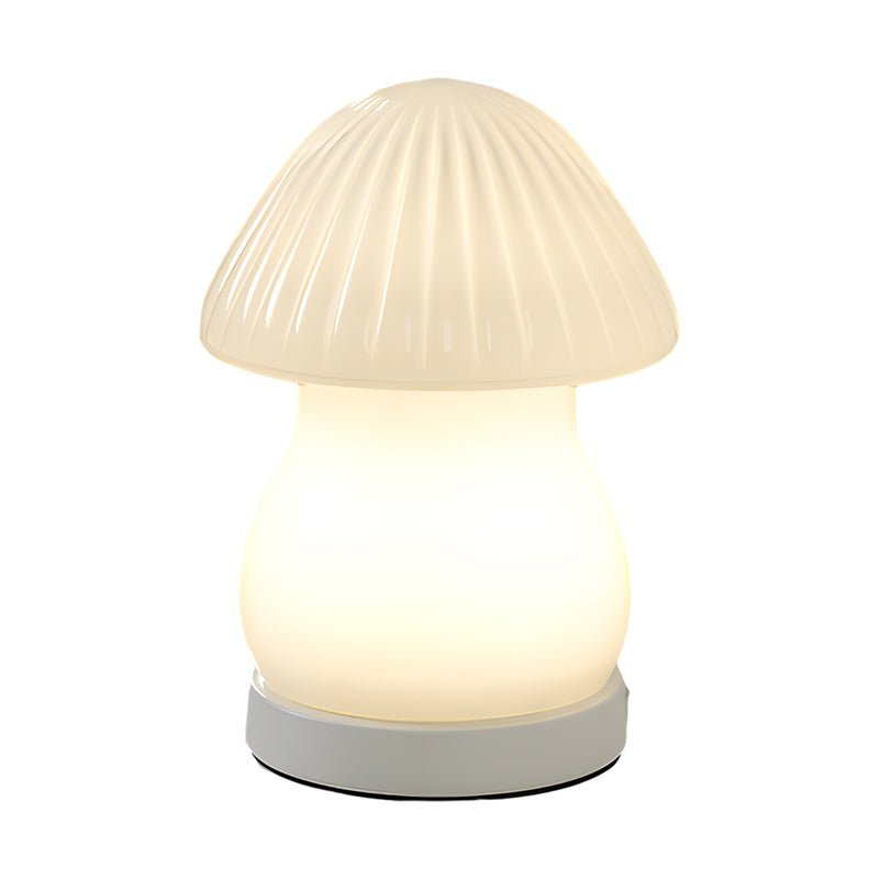 Charming White Glass LED Mushroom Lamp for Baby Nursery or Kids Room
