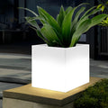 Square Waterproof LED Solar Light Flower Pots for Outdoor Garden Decor