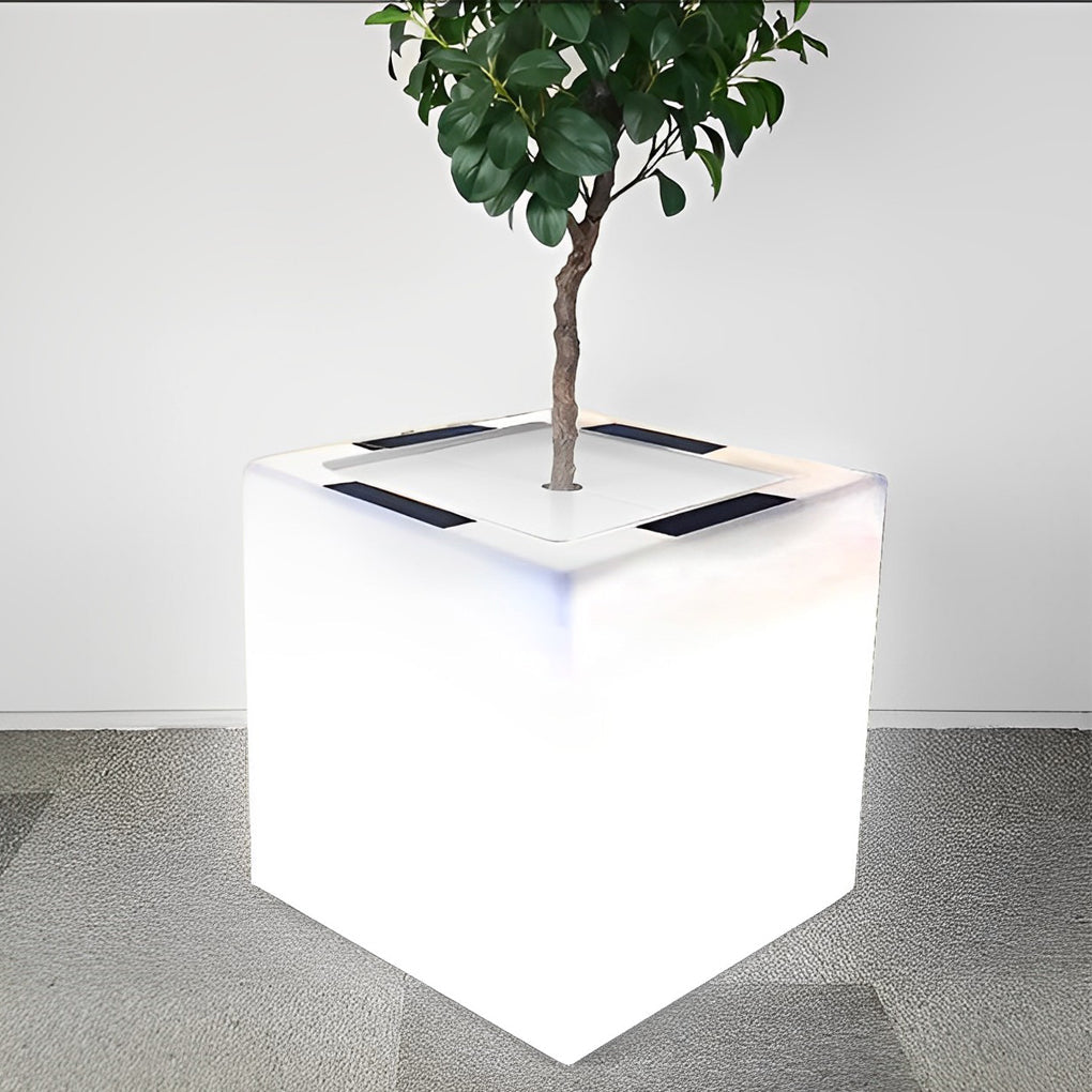 Square Waterproof LED Solar Light Flower Pots for Outdoor Garden Decor